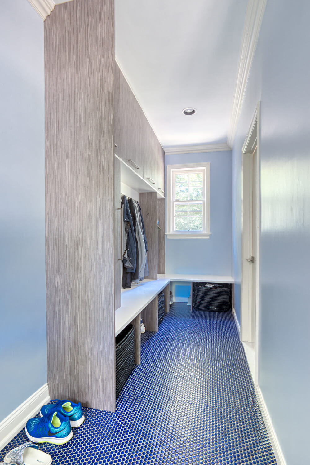 penny tile mudroom
